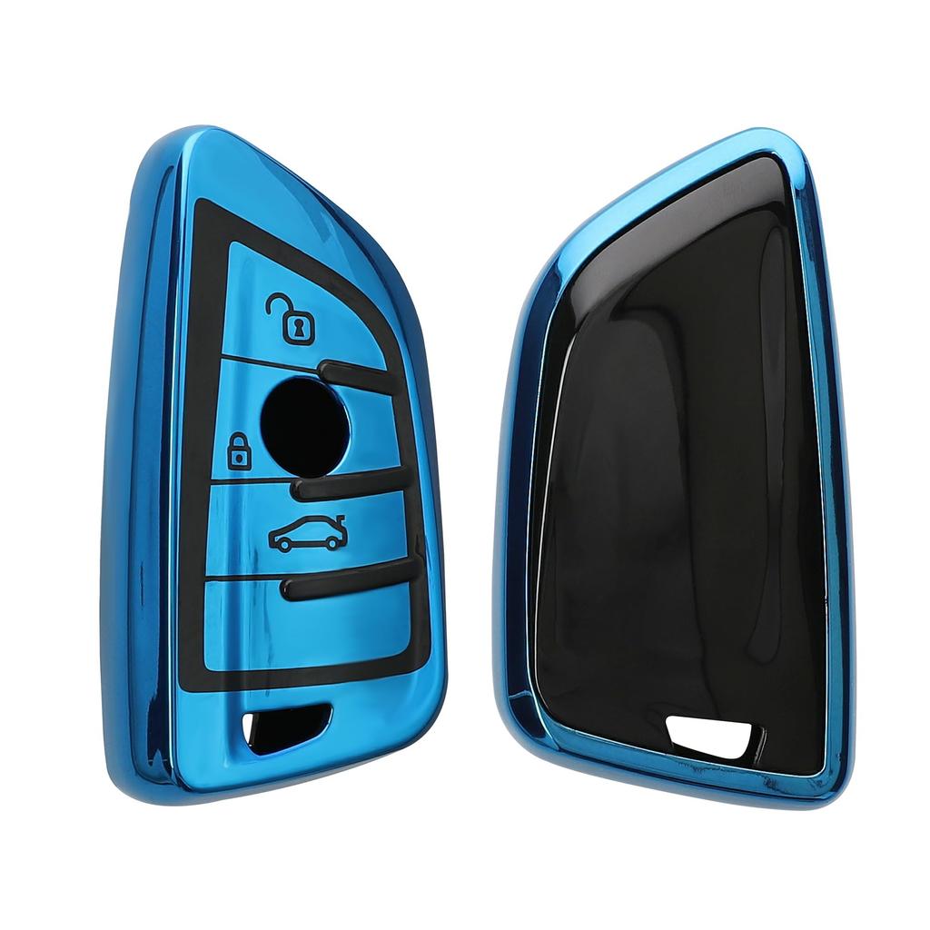 Kwmobile BMW Car Key Smart Key Compatible Key Case Key TPU Glossy Finish Shockproof Glossy Blue 3-Button - Cover, - Protection,