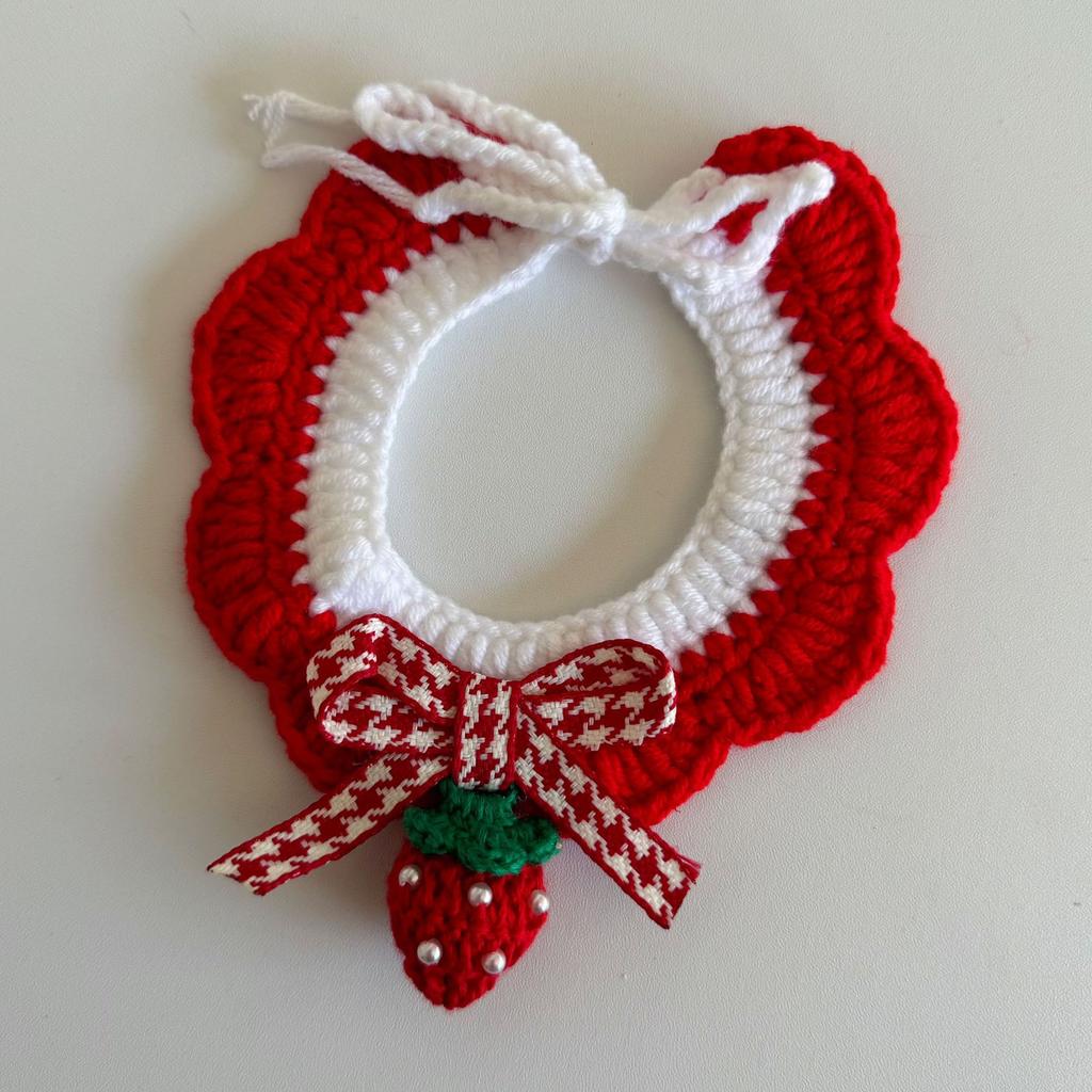 Christmas Pet Collars Cat Dog Christmas Decorations Pet Lace knitting Necklaces Wool Scarf New Year Gift Cat Puppy Accessories
