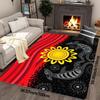 Flannel Printed Aboriginal Art Rug Sun and Snake Design Soft Fleece Floor Mat Living Room Carpet Cultural Decor Unique Area Rugs