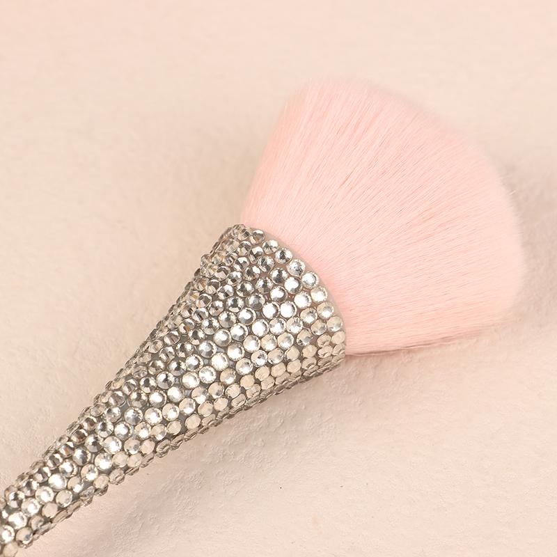 1Pc Nail Dust Brush Rhinestone Bling Handle White For Acrylic Nail Art Cleaning Brush Manicure Tool