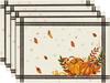 Fall Thanksgiving Table Mats Set of 4 Fall Pumpkin Maple Leaves Buffalo Plaid Placemats Seasonal Holiday Thanksgiving Placemats