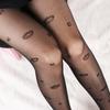 Sexy Women love Dot Embroidery Silk Stocking Thin Vintage Faux Tattoo Thigh Sheer Pantyhose Female Elastic Hosiery girls Tights
