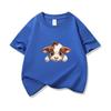 Kids Cotton T Shirt Light Brown Baby Cow Peeking Print Crew Neck Short Sleeve Tee Casual Boys Girls Summer Tops