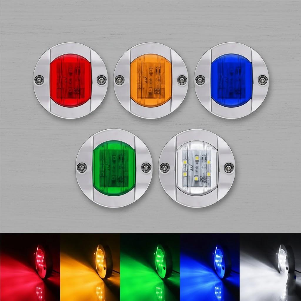 

12V Round Marine LED Stern Light Boat Transom Tail Lamp Cold White Signal Light Blue White Red Yellow Green жовтий