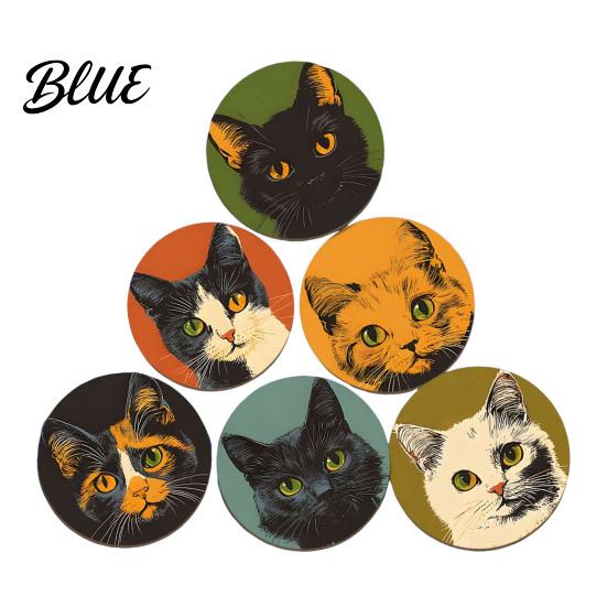 Non Slip Cup Coasters Wooden Cat Coasters, Decorative Heat Resistant Table Mats, Non-slip Reusable Insulation for Hot Drinks And Desk Protection