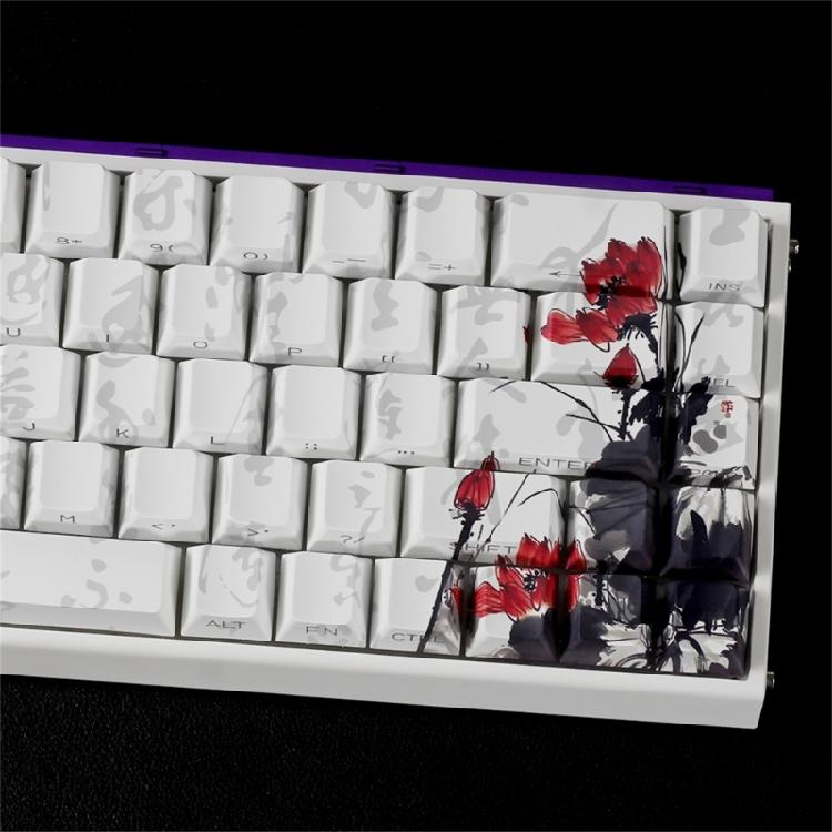 Professional PBT Keycaps MXes 60/68Keys Dyes Sublimated Plums Flower Pattern Ergonomic OEM Profile Computer Access