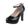Fashion Comemore Woman Thick Platform Women Party Heeled Shoes Buckle Shallow Shoe Ankle Strap High Heel Patent Leather Women's Pumps