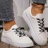 Fashion All Match Patchwork Lace Up Sneakers Women Faux Pu Leather Sports Shoes Woman Spring Autumn Non Slip Low Top Flats Shoes Mujer