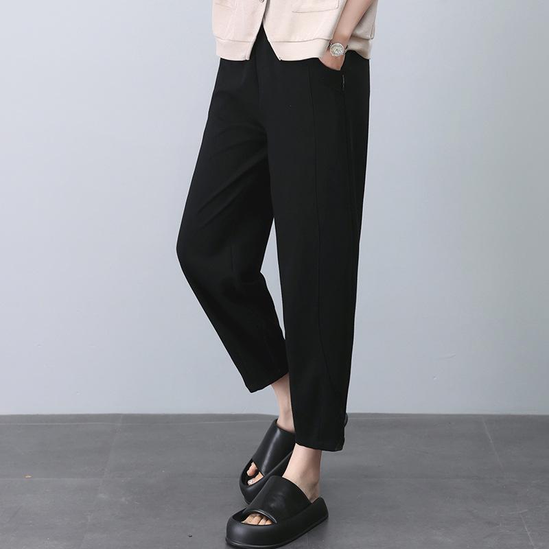 

2024 Повседневные весенне-осенние спортивные штаны для мам на резинке для женщин среднего возраста M (up to 110 jin) чёрный