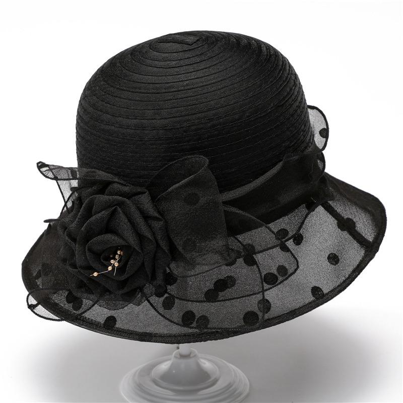 Fisherman's hat women's spring and summer organza flower cool hat elegant sun hat sun basin hat