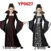 Mittelalterliches Hexenkostüm für Kinder: Stehkragen, Schnürung, Glockenärmel, Halloween-Kleid