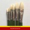 Premium Hog Bristle Paintbrush Set – Flat Round Brushes for Gouache, Watercolor, Oil & Acrylic (Set of 6)