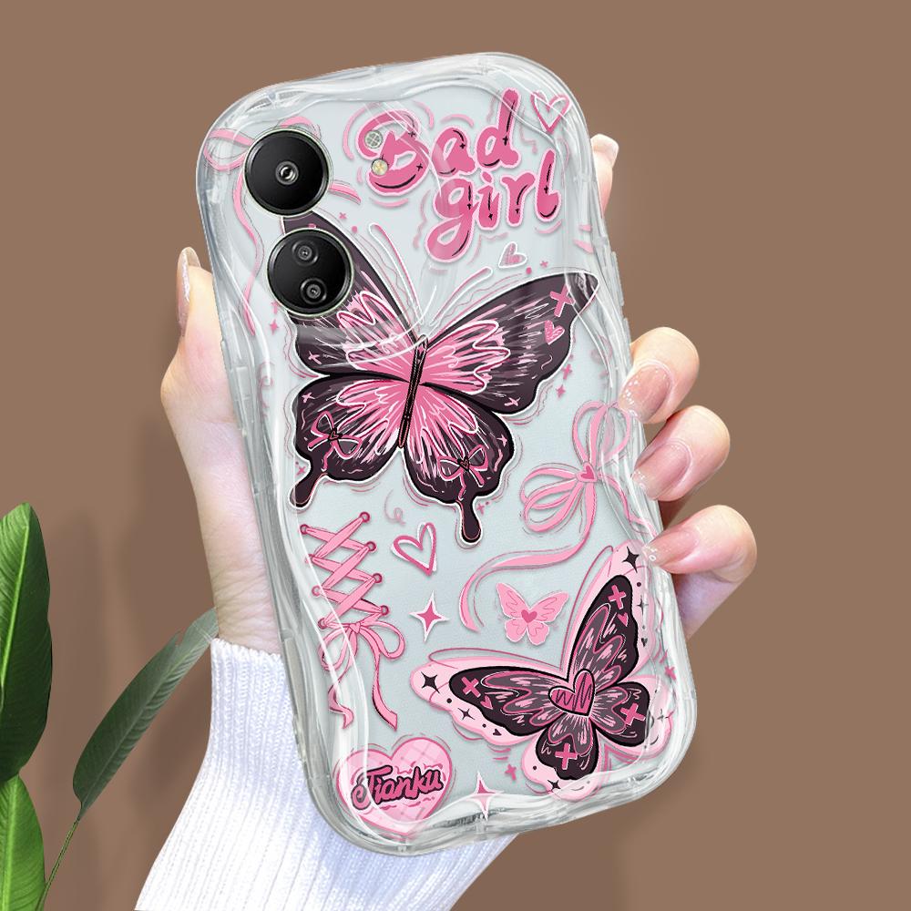 Carcasă cu textura cremă cu model de desene animate cu margine ondulată Husă din silicon moale pentru telefon pentru Xiaomi Redmi