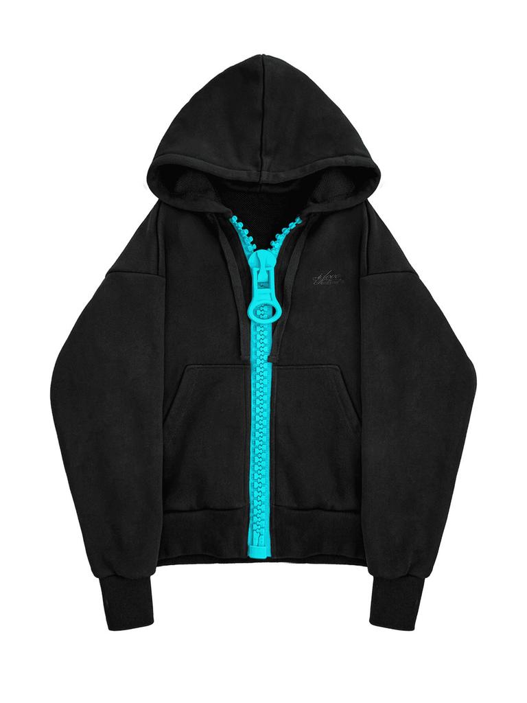 European and American wholesale contrasting colors, large zipper hooded sweater, simple and loose personality, men's and women's coats, cardigans and