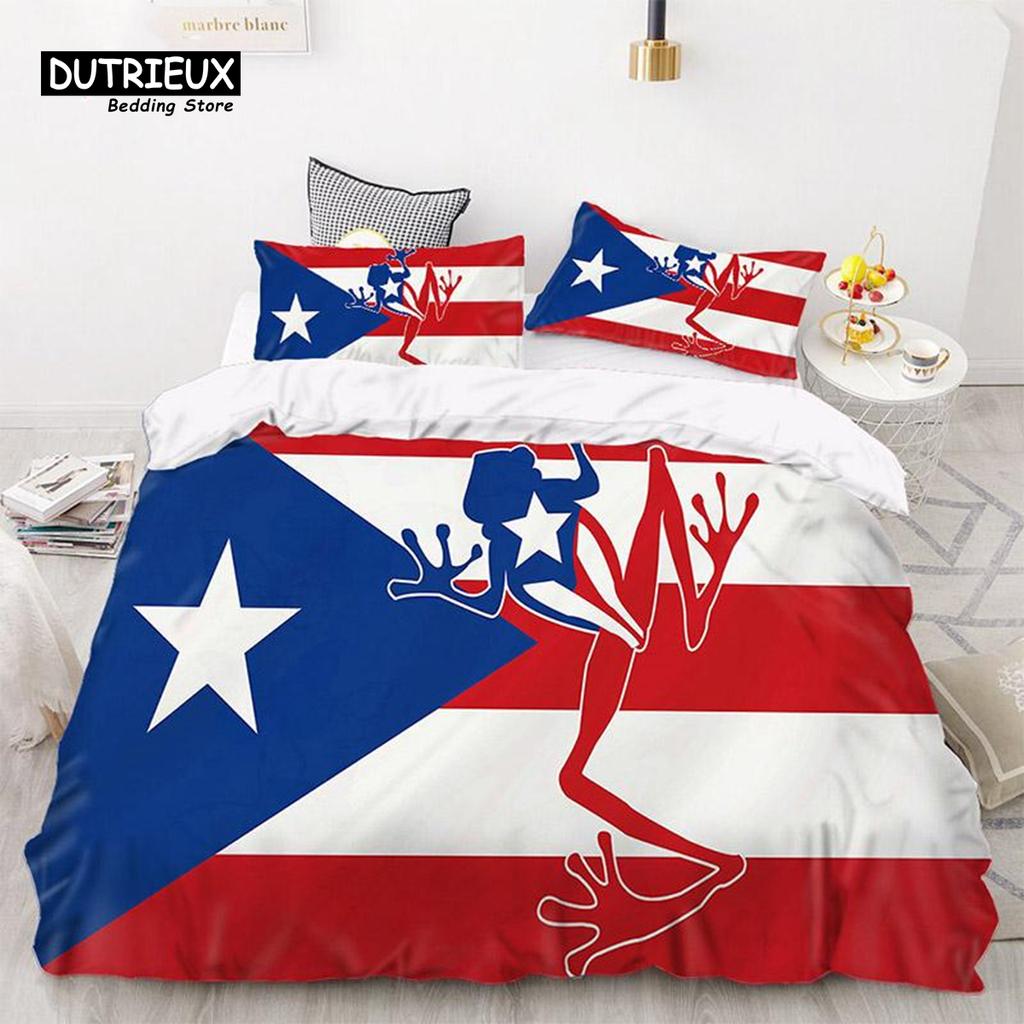 Puerto Rico National Flag Duvet Cover Set Twin Full King Size Gay Rainbow Bedding Set Microfiber Star Love Heart Comforter Cover
