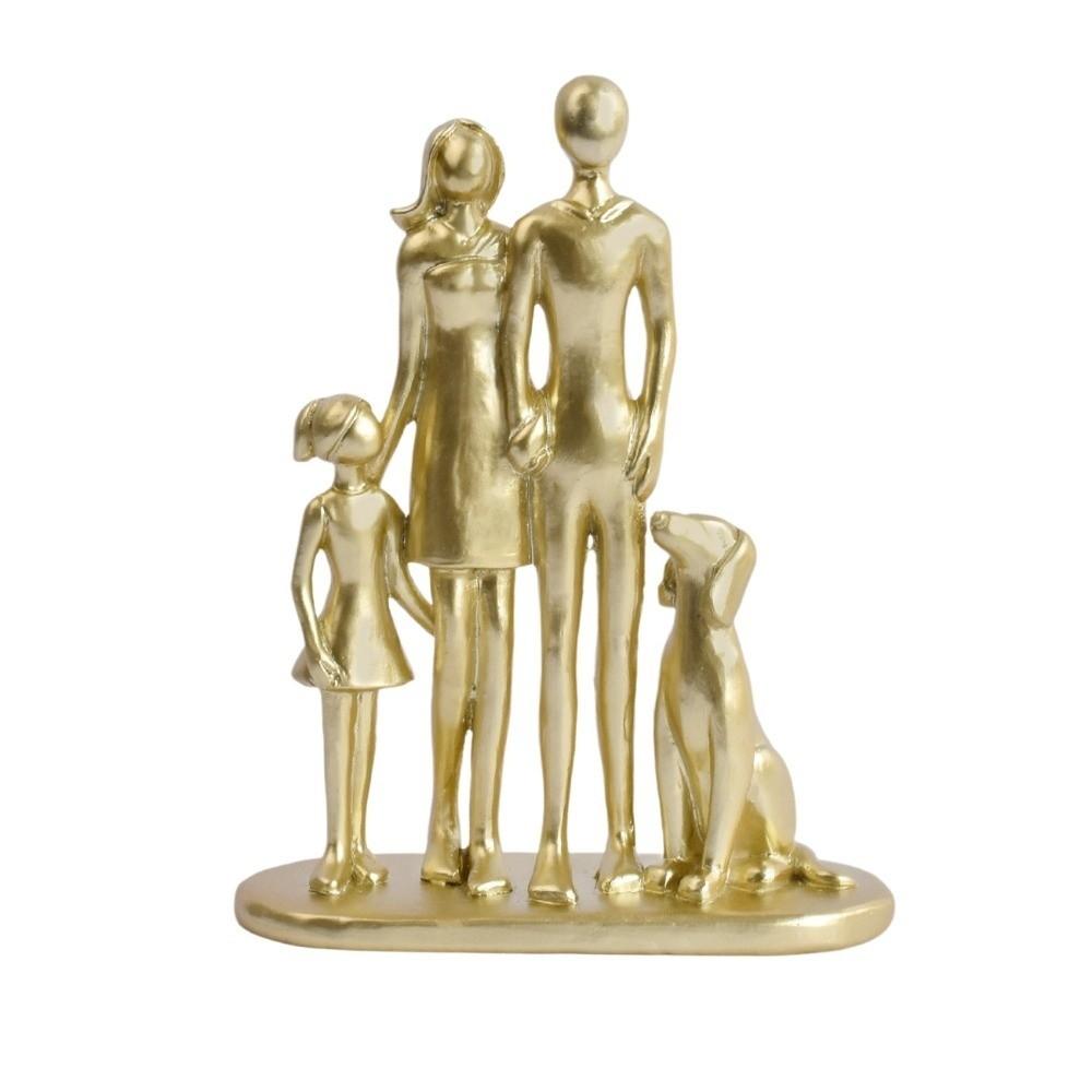 A Family of Three Girl and Dog Statues Creative Canine Statues Crafts Home Decoration