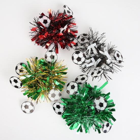Flor de Pulso com Tema de Futebol Pulseira de Pom Pom de Líder de Torcida Flor de Dança Bola de Flores para Eventos de Futebol Dia do Jogo Lembrancinhas de Festa