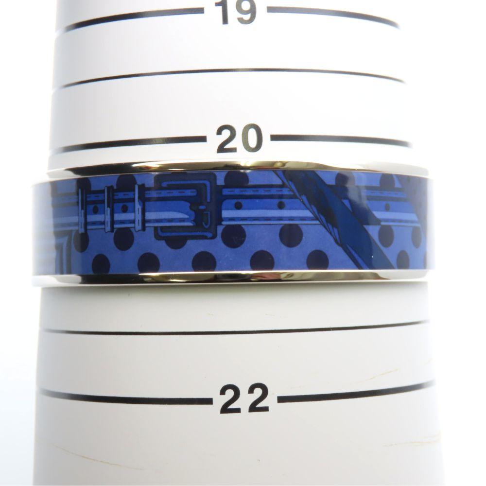 Used HERMES Bangle Emilel GM metal/enamel 38.5g Purple Silver Cloisonne