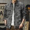 Spring and Autumn New Men's Long-sleeved Plaid Denim Loose Casual Shirt Jacket
