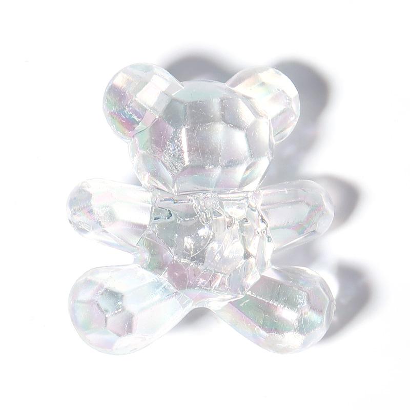 

10Pcs Candy Color Bear Acrylic Beads Faceted Cute Gummy Bear Loose Beads for Jewelry Making DIY Gifts Necklace Bracelet Supplies 29x31mm прозрачный