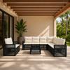 Garden Sofa Set 10 Pcs Black and Cream White Poly Rattan