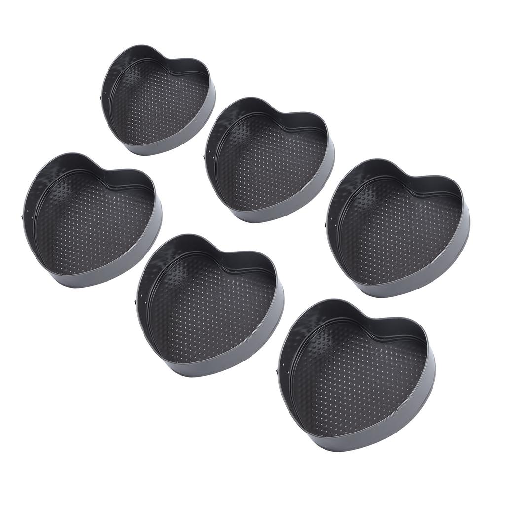 6pcs set Heart Shaped Non Stick Baking Pan Evenly Heated Sponges Cheese Cake Mold with Spring Buckle