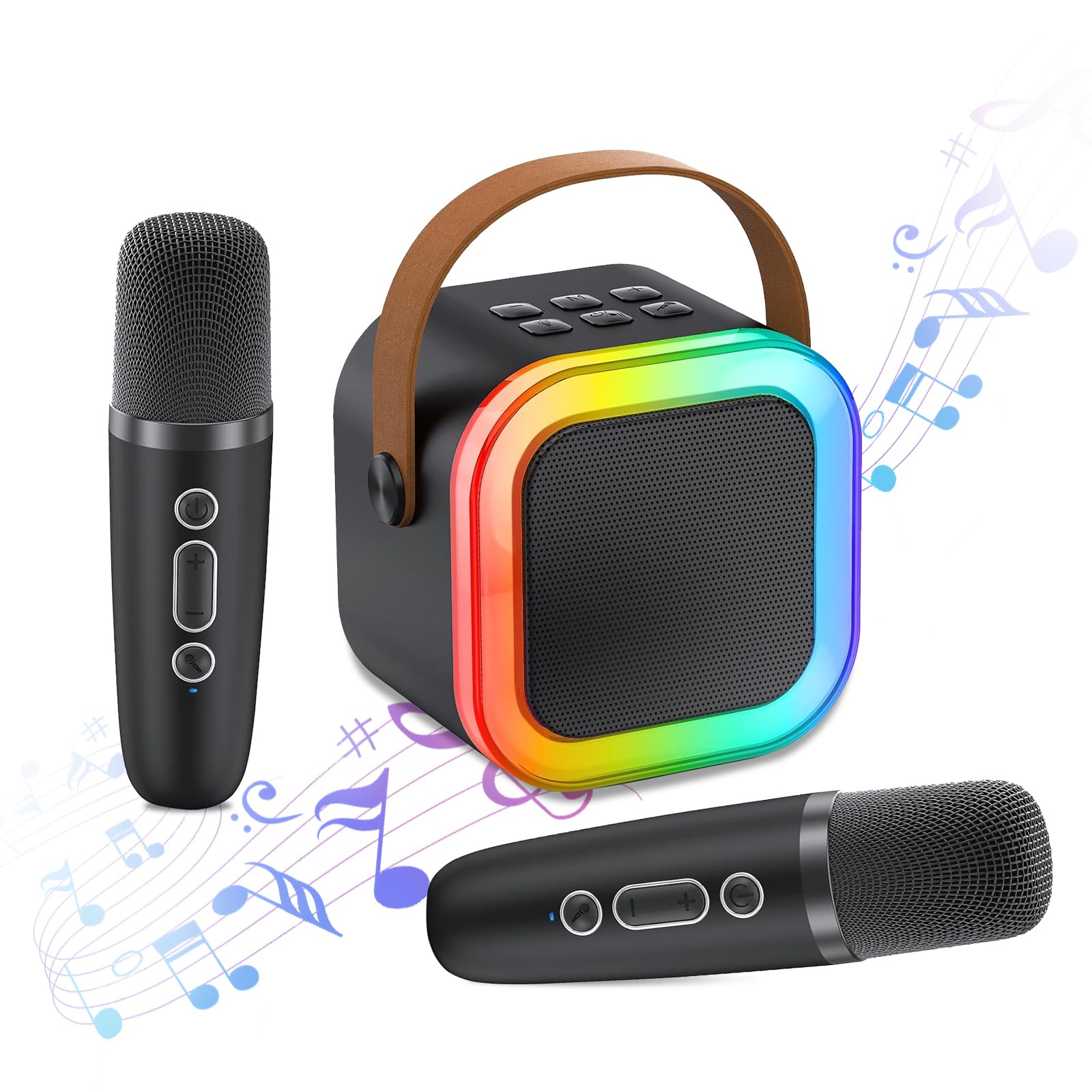 

HolyCrab Karaoke Set with 2 Bluetooth Microphones, Mini Karaoke Set for Home Use, Karaoke Microphone, Karaoke Speaker, Home PA Set, Wireless