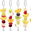 Stainless Steel Bird Food Holder Hanging Rust-proof Parrots Fruit Skewer with Hook Adjustable Bird Foraging Toys Indoor