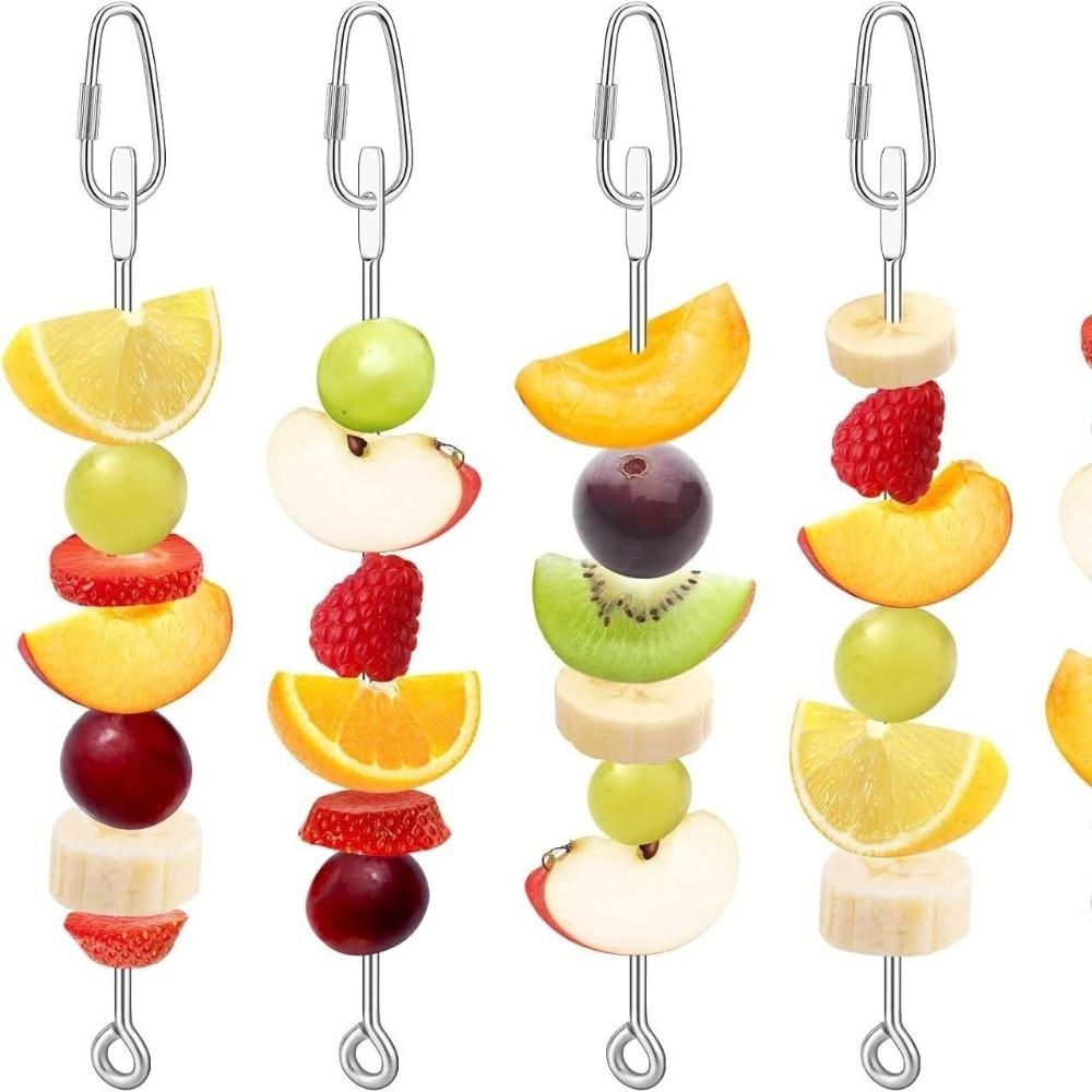 Stainless Steel Bird Food Holder Hanging Rust-proof Parrots Fruit Skewer with Hook Adjustable Bird Foraging Toys Indoor