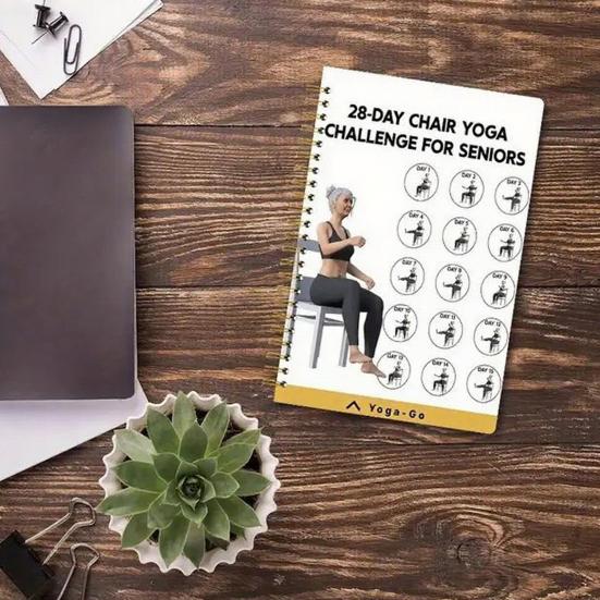 28denní výzva židličkové jógy Zápisník se spirálou Silný papír Plánovač fitness pro seniory Začátečníky Všestranný dárek pro domácí kancelář Školu