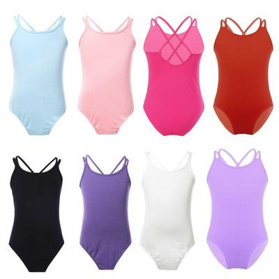 Kids Girls Spaghetti Strap Crisscross Back Ballet Dance Leotard