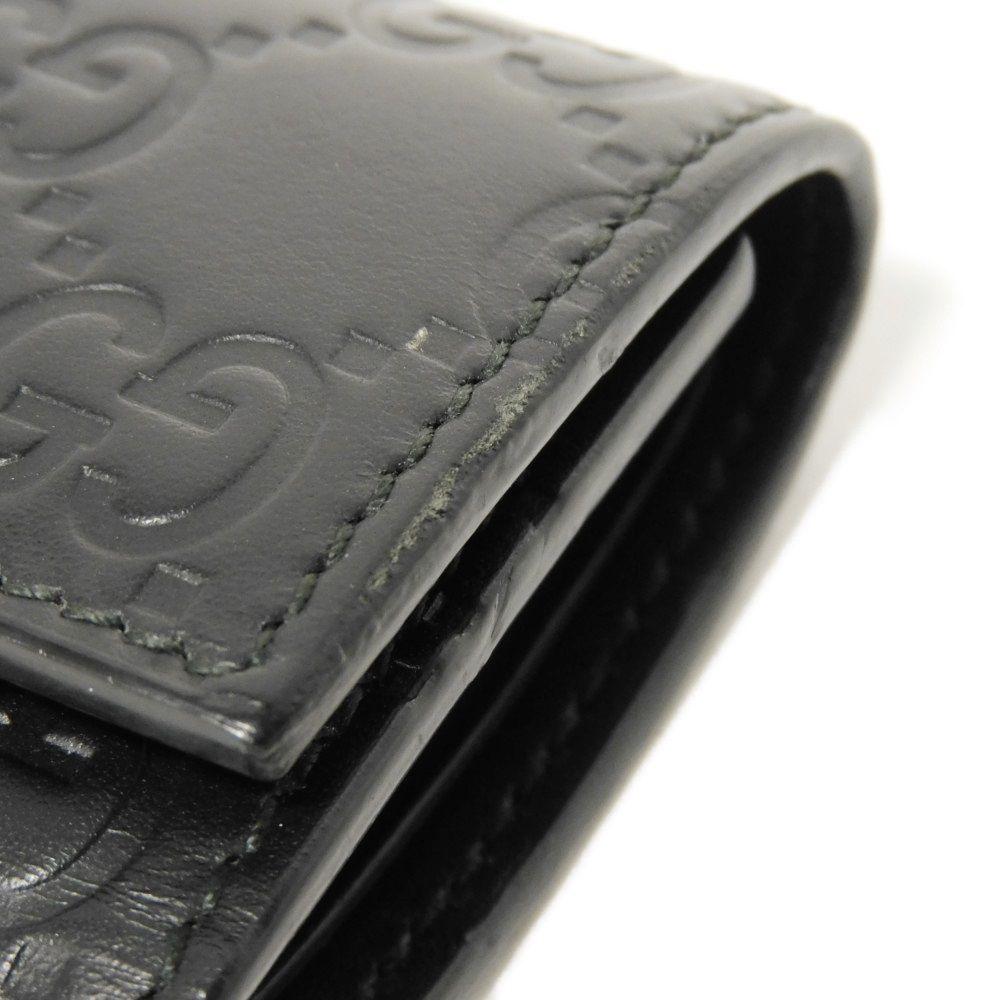 Used Guccissima 6-ring keychain (138093 7949) with double G embossing (9539) in black. Unisex. from Japan AUTHENTIC
