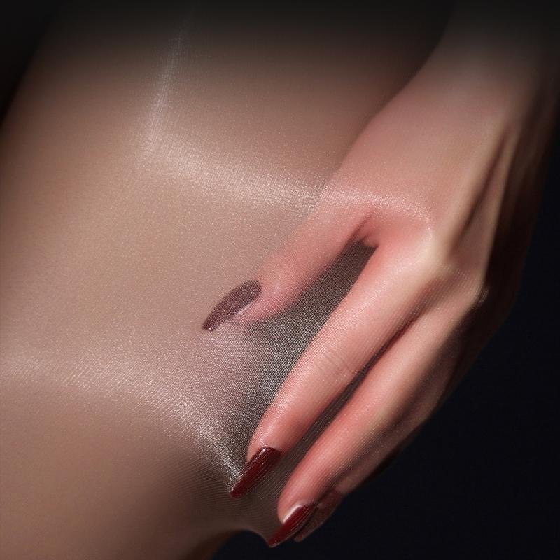Óleo Perfumado Leve Meias de Nylon 1D Ultrafinas Transparentes com Toque Sedoso Brilhante Meias-Calças Sexy Femininas com Crotch Aberto