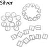 10Pcs Heart Round Square Shape Ribbon Buckle Sliders for DIY Craft Card Invitation (Silver)