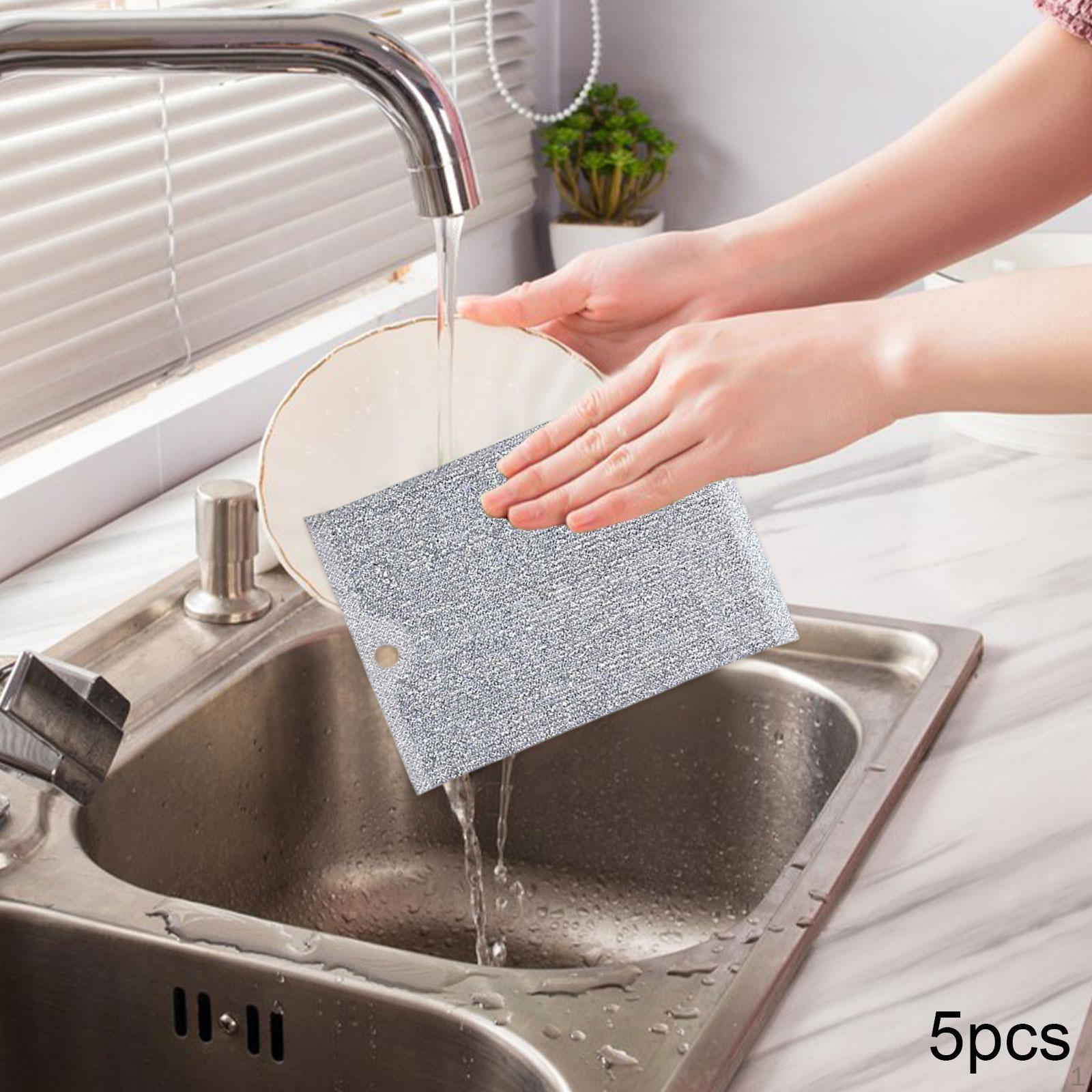 

5x Губка для уборки кухни, Не царапающие скрабы, Губка-скребок Портативные скрабы Проволочная для мытья посуды