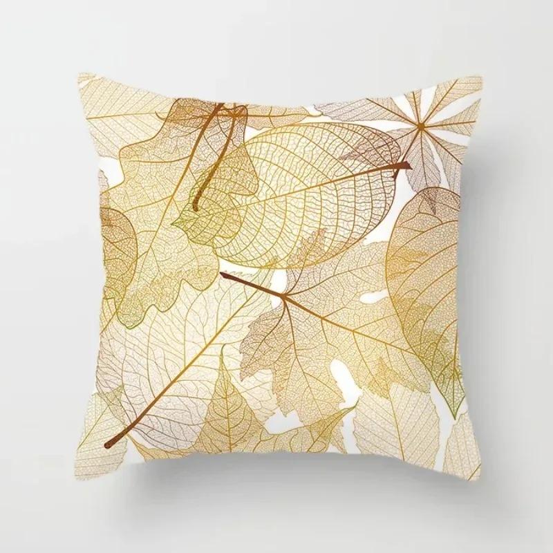 Home Decor Gold Flower Leaf Cushion Cover Throw Pillow Suitable for Sofa Chair Pillow Cover