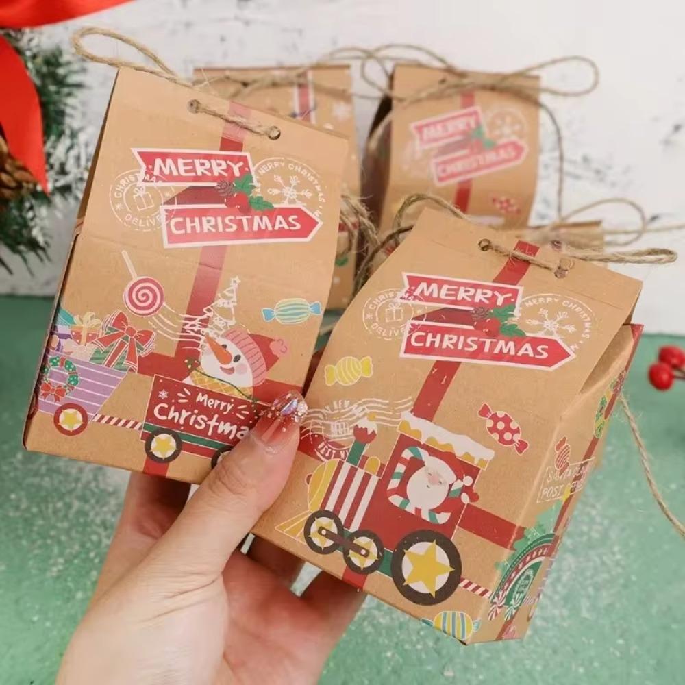 50pcs with Ropes Christmas Gift Boxes Thickened Present Packaging Box Bakey