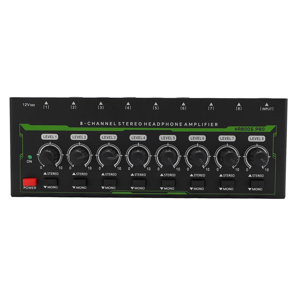 8 Channel Stereo Headphone Amplifier for Studio Home KTV Ear Player Support Stereo Mono Modes