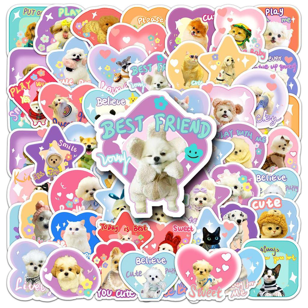 Cute Pet Sticker Pack: 60 Waterproof Cat & Dog Stickers for Journals & Notebooks