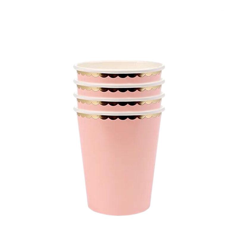 Disposable Paper Plate Lace Cups Hot Stamping Lace Dessert Paper Plates Tableware Wedding Happy Birthday Party Supplies