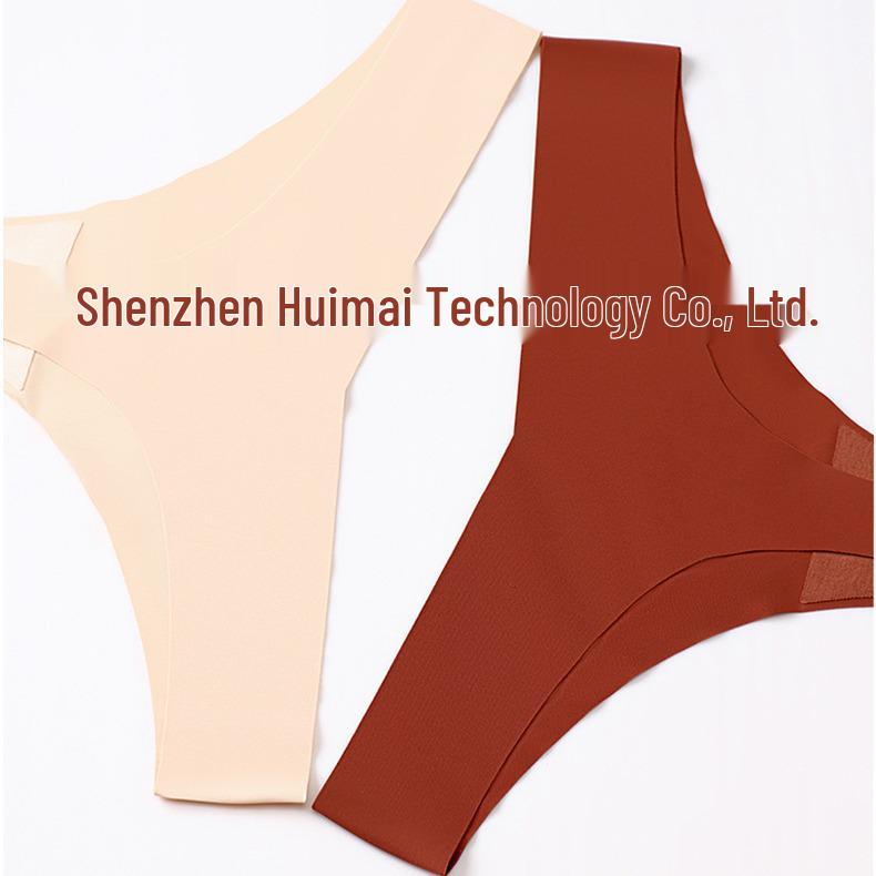 Women’s Plus Size Seamless Low-Waist Ice Silk Thong with Breathable Cotton Crotch