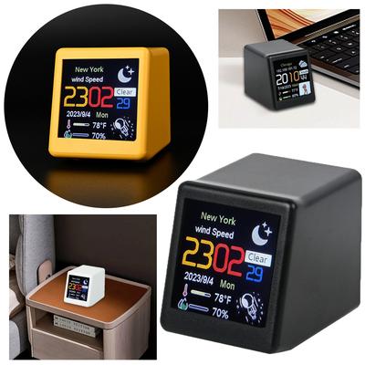Mini Smart WIFI Weather Station Clock DIY GIF Animations Desktop Mini Clock for Home Office