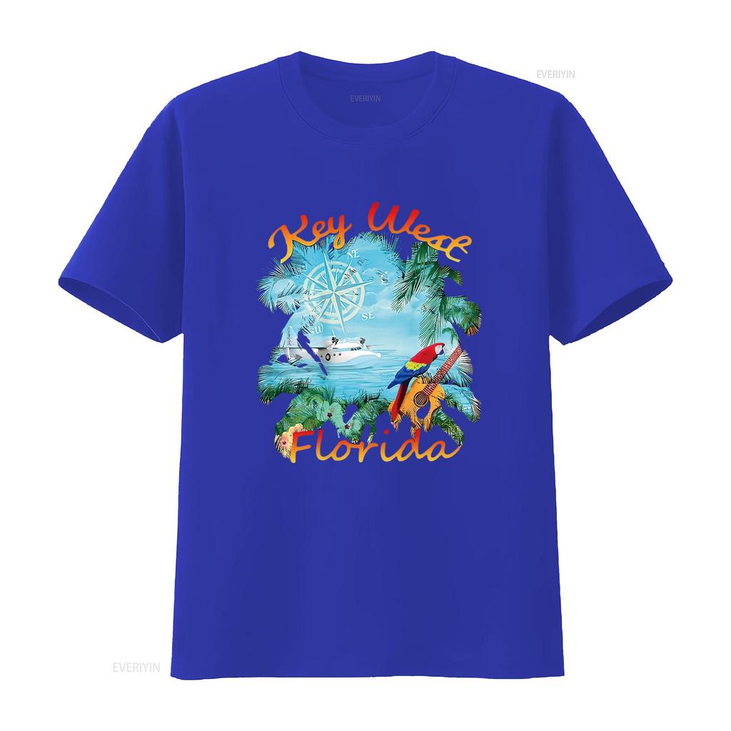 Mens Key West Island Music T Shirt White 2XL vintage Washed Versatile Casual Soft Unisex Comfortable designer clothes graphic