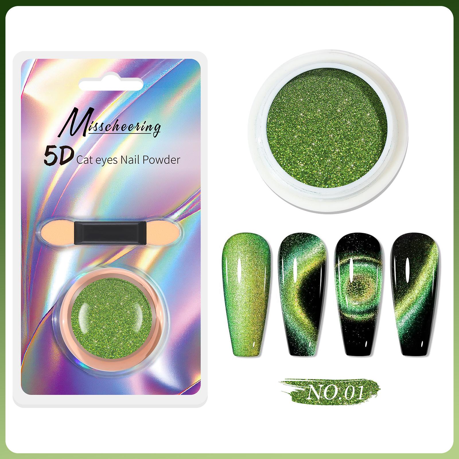 

5D Magic Mirror Effect Cat Eye Powder Magnetic Nail Glitter Pigment Manicure Holographic Chrome Dust Can Use With Polish Gel