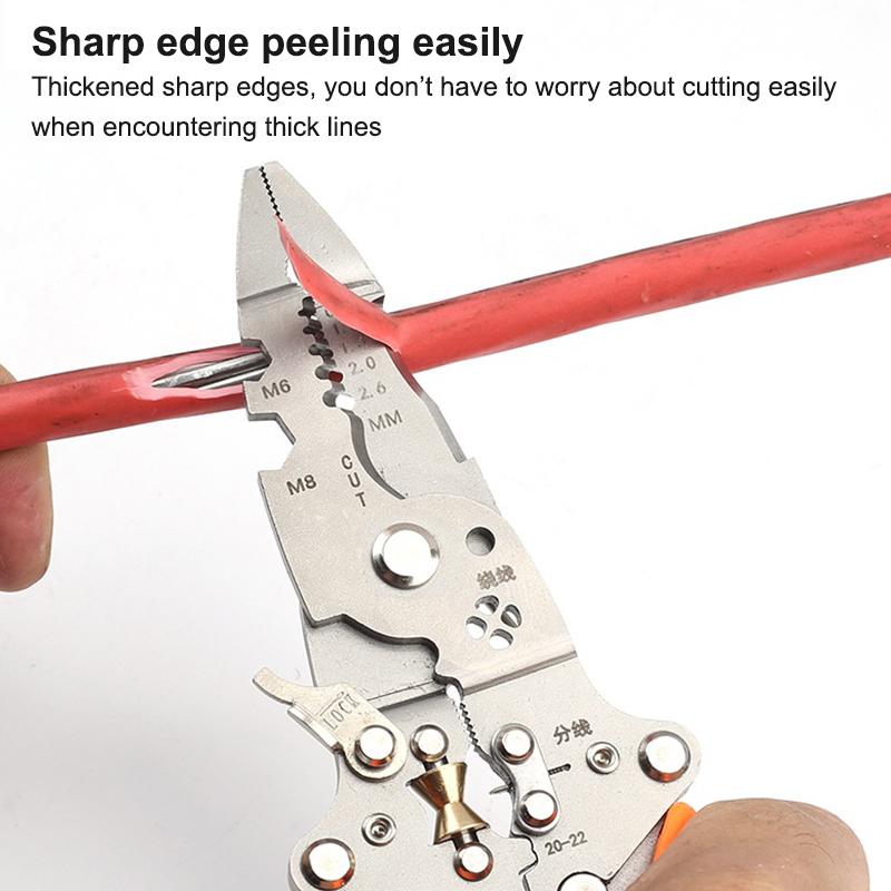 1pc Wire Stripper Foldable Cable Cutter Stripper Pliers Multifunctional Electrician Hand Tool For Wires Cutting Crimping Winding