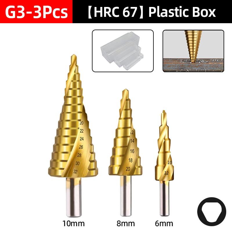 HSS Titanium Step Drill Bit Set For Metal Wood Punch Hole Cutter Conical Stage Stepped Drills Power Tools 3-12 4-12 4-20 4-32mm