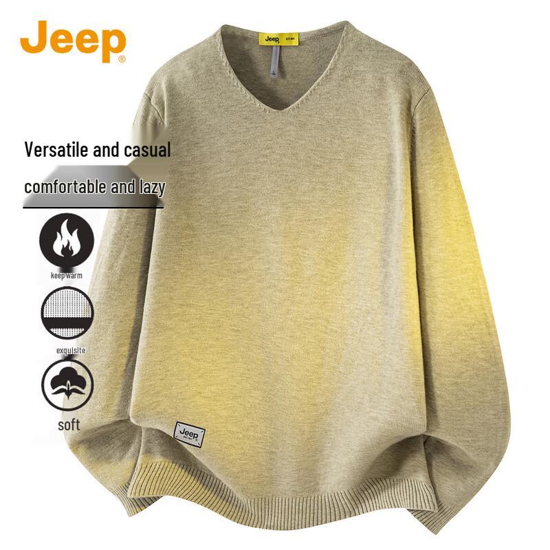 Jeep Men's Loose Fit V-Neck Casual Sweater