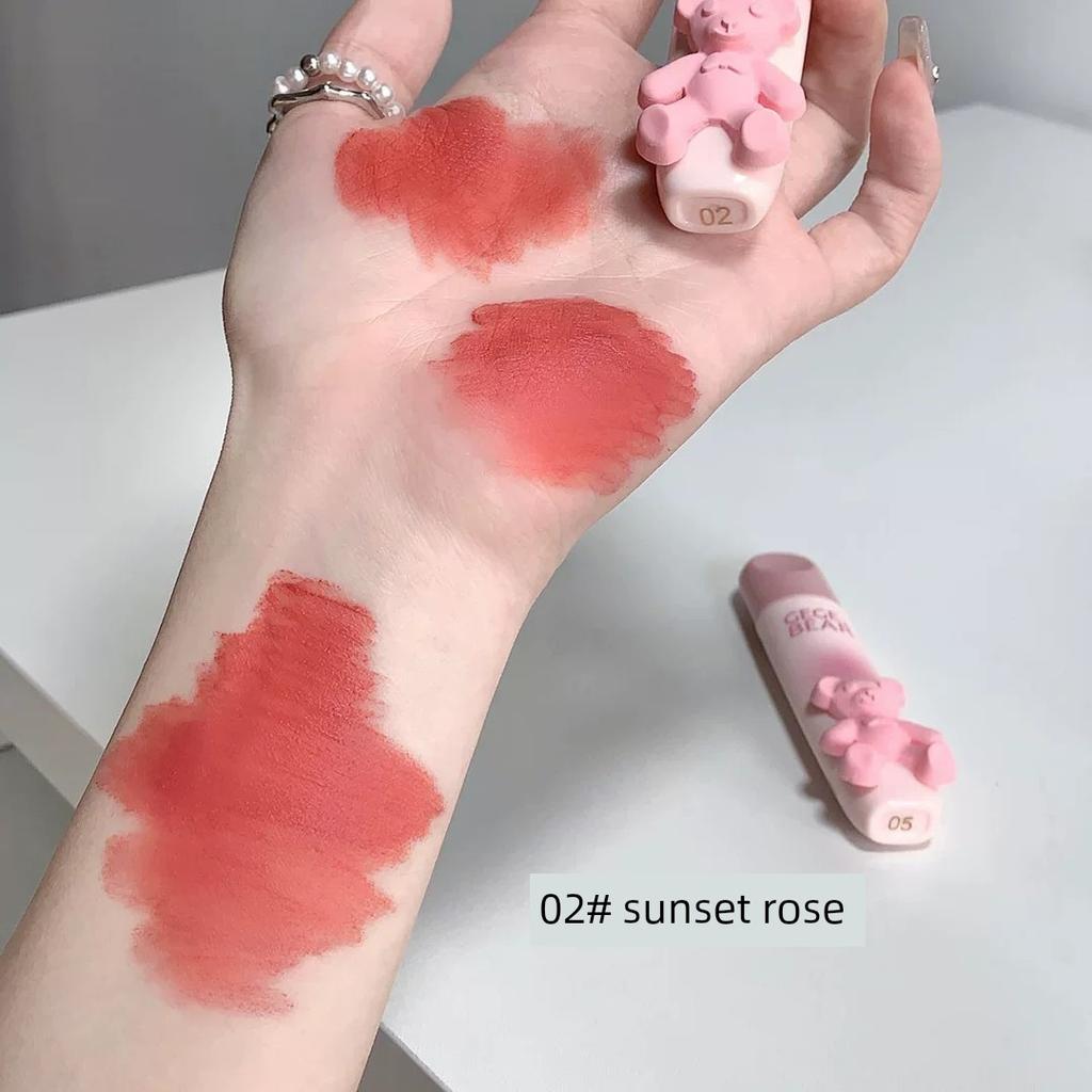 The Pure Desire of Summer with Creamy Orange! Little Bear Lip Glaze 03 Orange Soda Orange Tone Soft Mist Matte Lip Mud