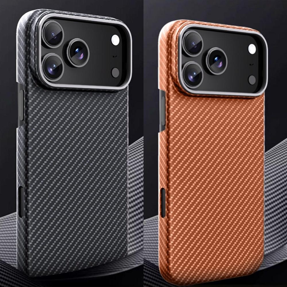 Anti-fingerprint Kevlar Metal Frame Shockproof Phone Case for iPhone 17 16 15 14 Pro Max 17 Pro Camera Protector Silm Hard Case