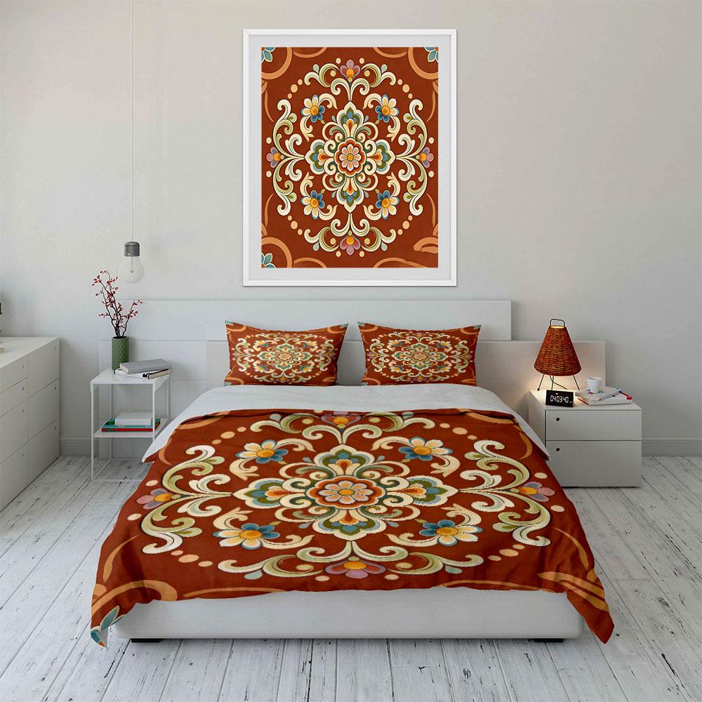 Floral Pattern Three-Piece Set For Decor Soft Comfortable Duvet Cover Bedding Set Included 1*Duvet Cover & 2*Pillowcases, Gift